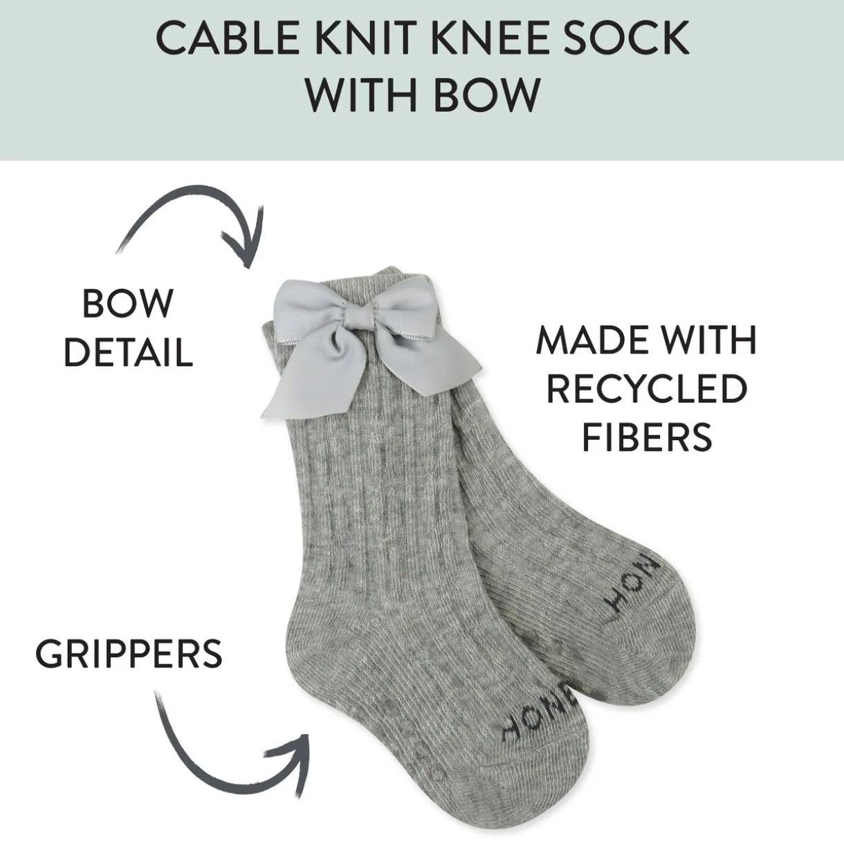 Cable Knit Knee Sock with Bow