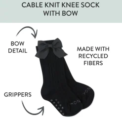 Cable Knit Knee Sock with Bow