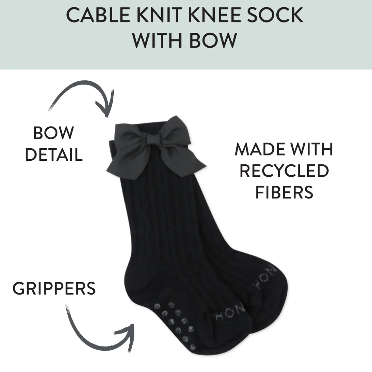 Cable Knit Knee Sock with Bow