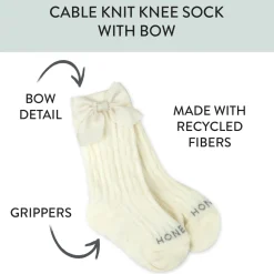 Cable Knit Knee Sock with Bow