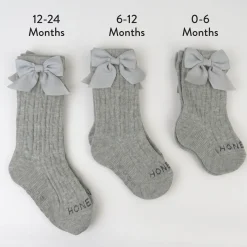 Cable Knit Knee Sock with Bow