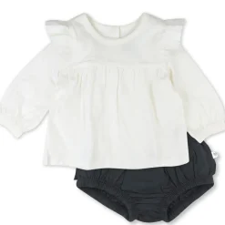 Long Sleeve Ruffle Shoulder Top with Bloomer Set