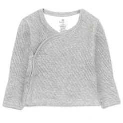 Organic Cotton Matelassé Side-Snap Kimono Top