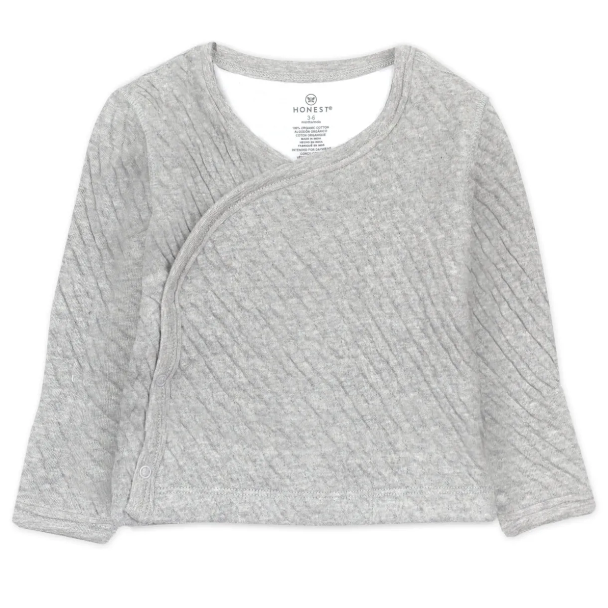 Organic Cotton Matelassé Side-Snap Kimono Top
