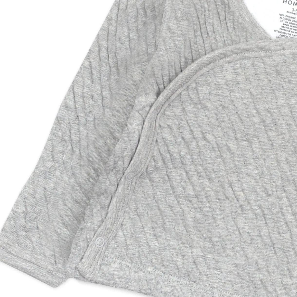 Organic Cotton Matelassé Side-Snap Kimono Top