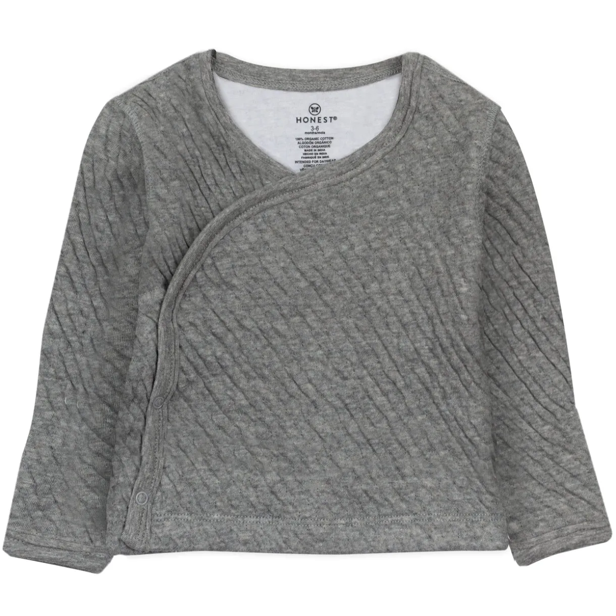 Organic Cotton Matelassé Side-Snap Kimono Top