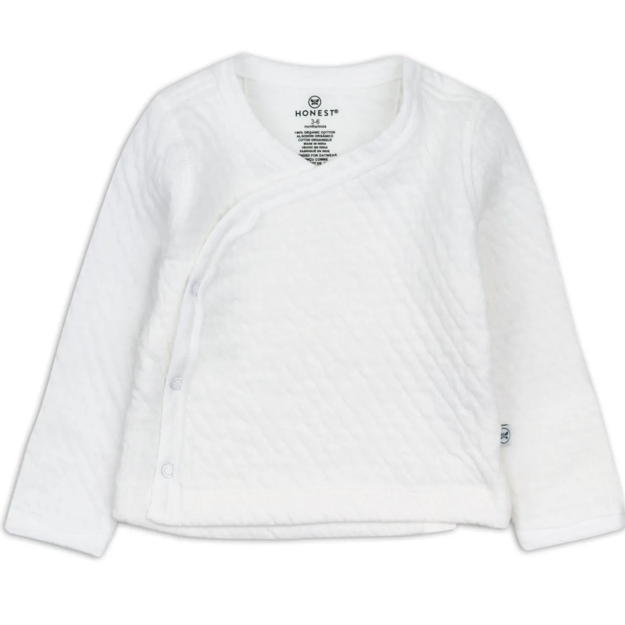 Organic Cotton Matelassé Side-Snap Kimono Top