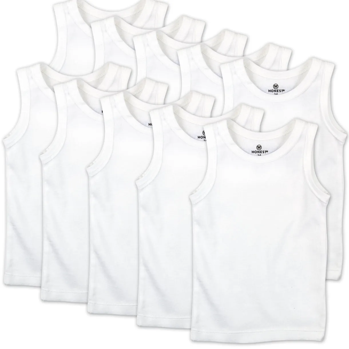 10-Pack Honestly Pure Organic Cotton Sleeveless Muscle T-Shirts