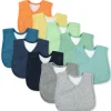 10-Pack Organic Cotton 4 in 1 Reversible Bibs