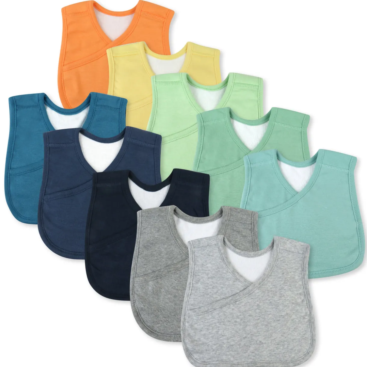 10-Pack Organic Cotton 4 in 1 Reversible Bibs
