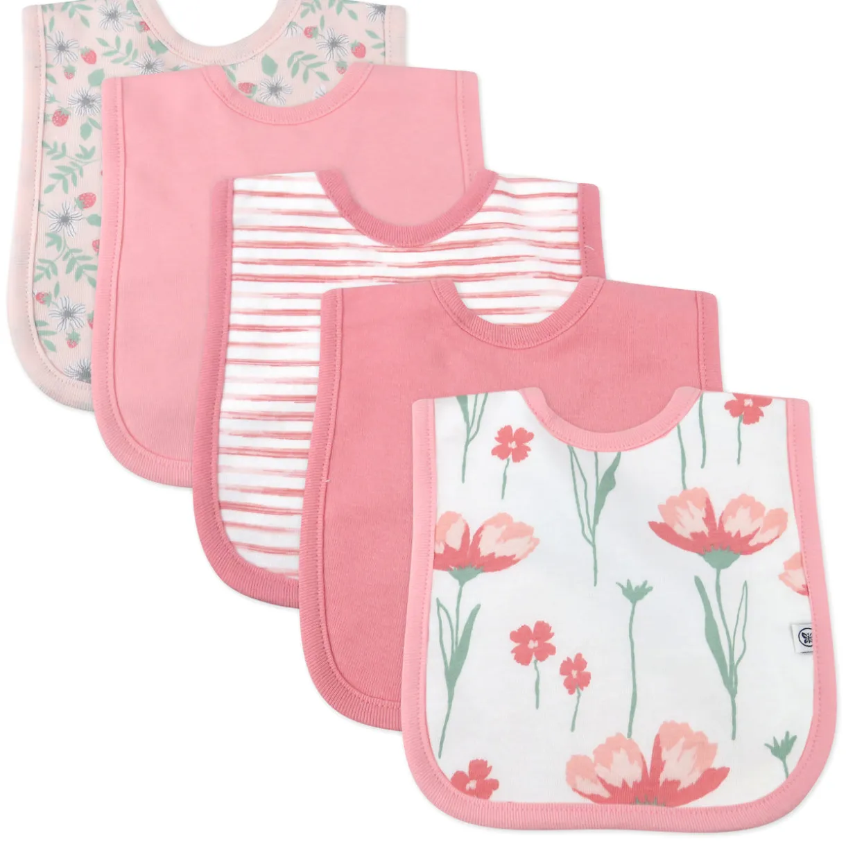 5-Pack Organic Cotton 4 in 1 Reversible Bibs
