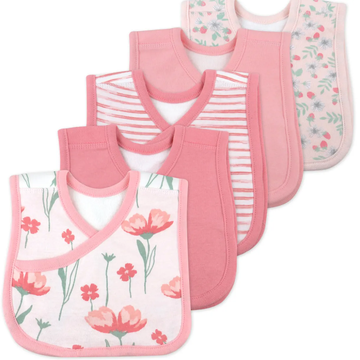 5-Pack Organic Cotton 4 in 1 Reversible Bibs