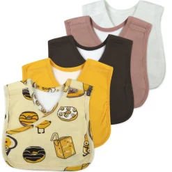 5-Pack Organic Cotton 4 in 1 Reversible Bibs