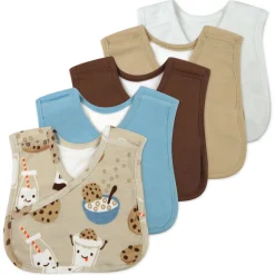 5-Pack Organic Cotton 4 in 1 Reversible Bibs