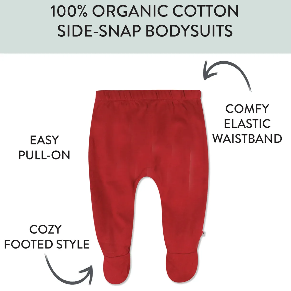 3-Pack Organic Cotton Footed Pants
