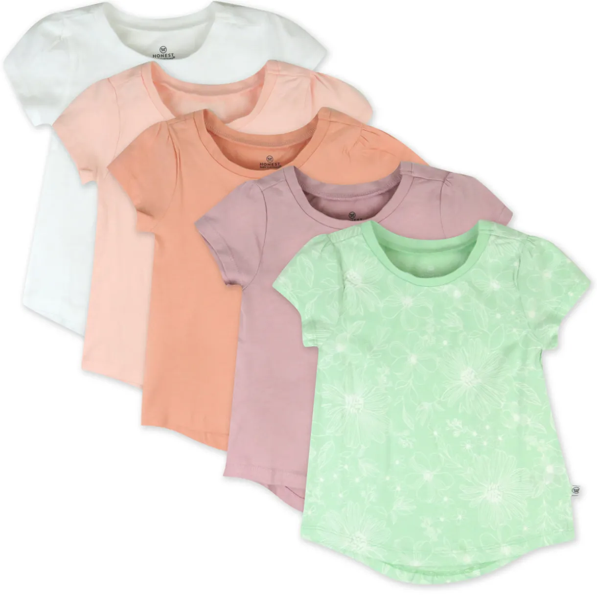 5-Pack Organic Cotton Girls' Short Sleeve T-Shirts