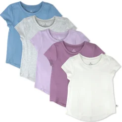5-Pack Organic Cotton Girls' Short Sleeve T-Shirts