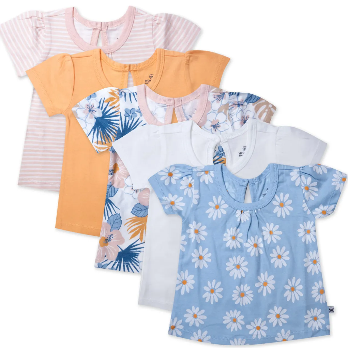 5-Pack Organic Cotton Girls' Short Sleeve T-Shirts