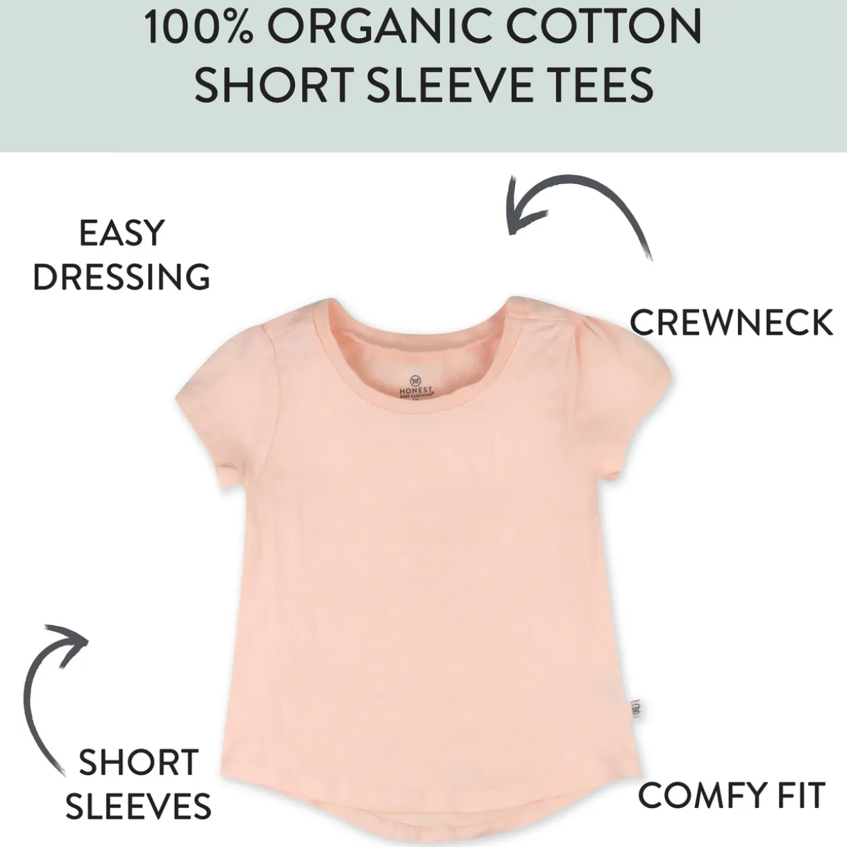 5-Pack Organic Cotton Girls' Short Sleeve T-Shirts