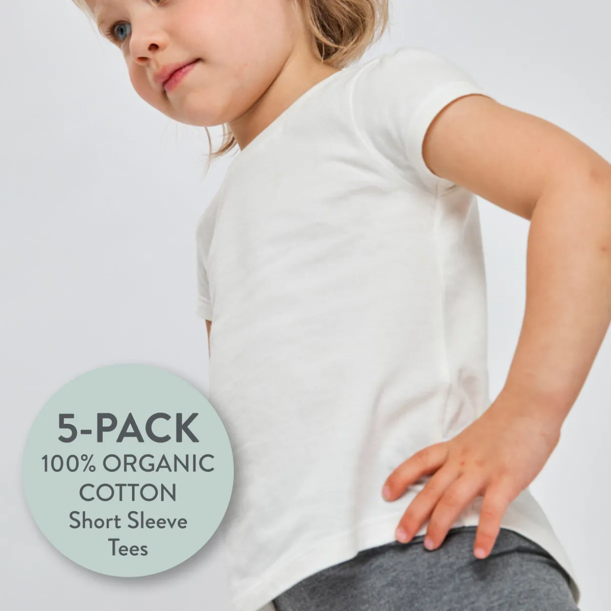 5-Pack Organic Cotton Girls' Short Sleeve T-Shirts