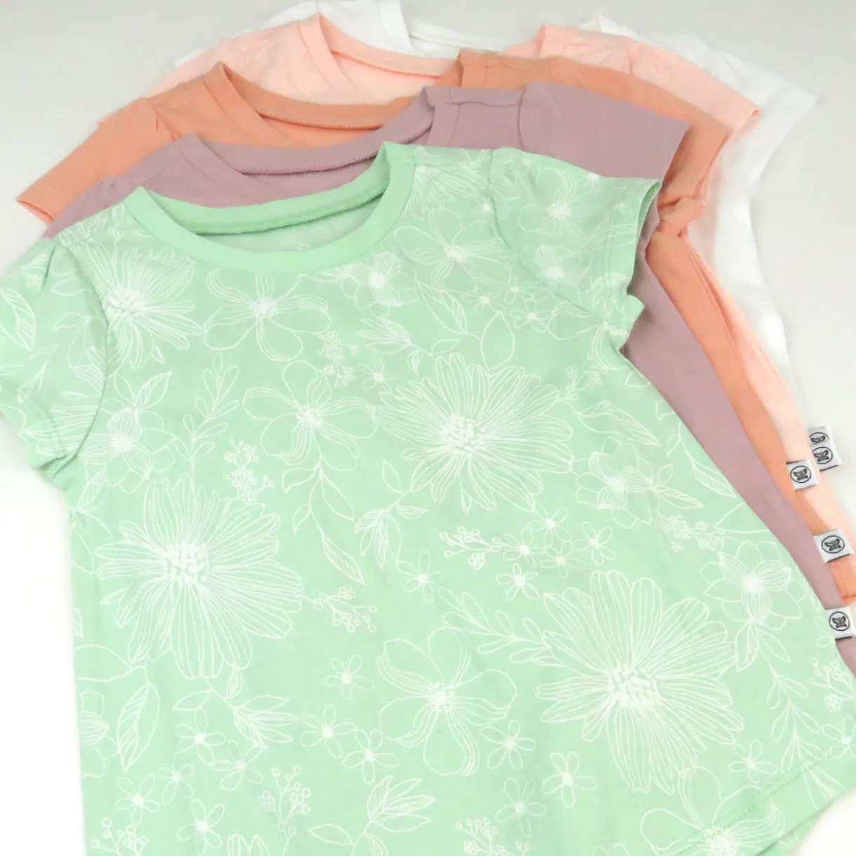5-Pack Organic Cotton Girls' Short Sleeve T-Shirts