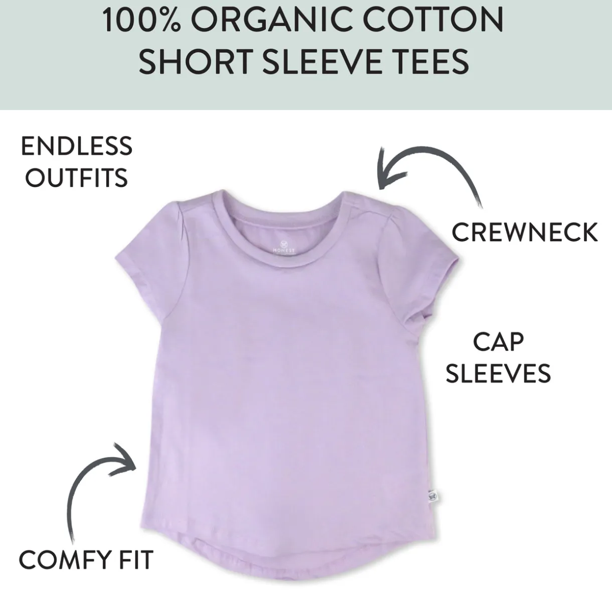 5-Pack Organic Cotton Girls' Short Sleeve T-Shirts