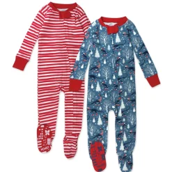 2-Pack Organic Cotton Holiday Snug-Fit Footed Pajamas