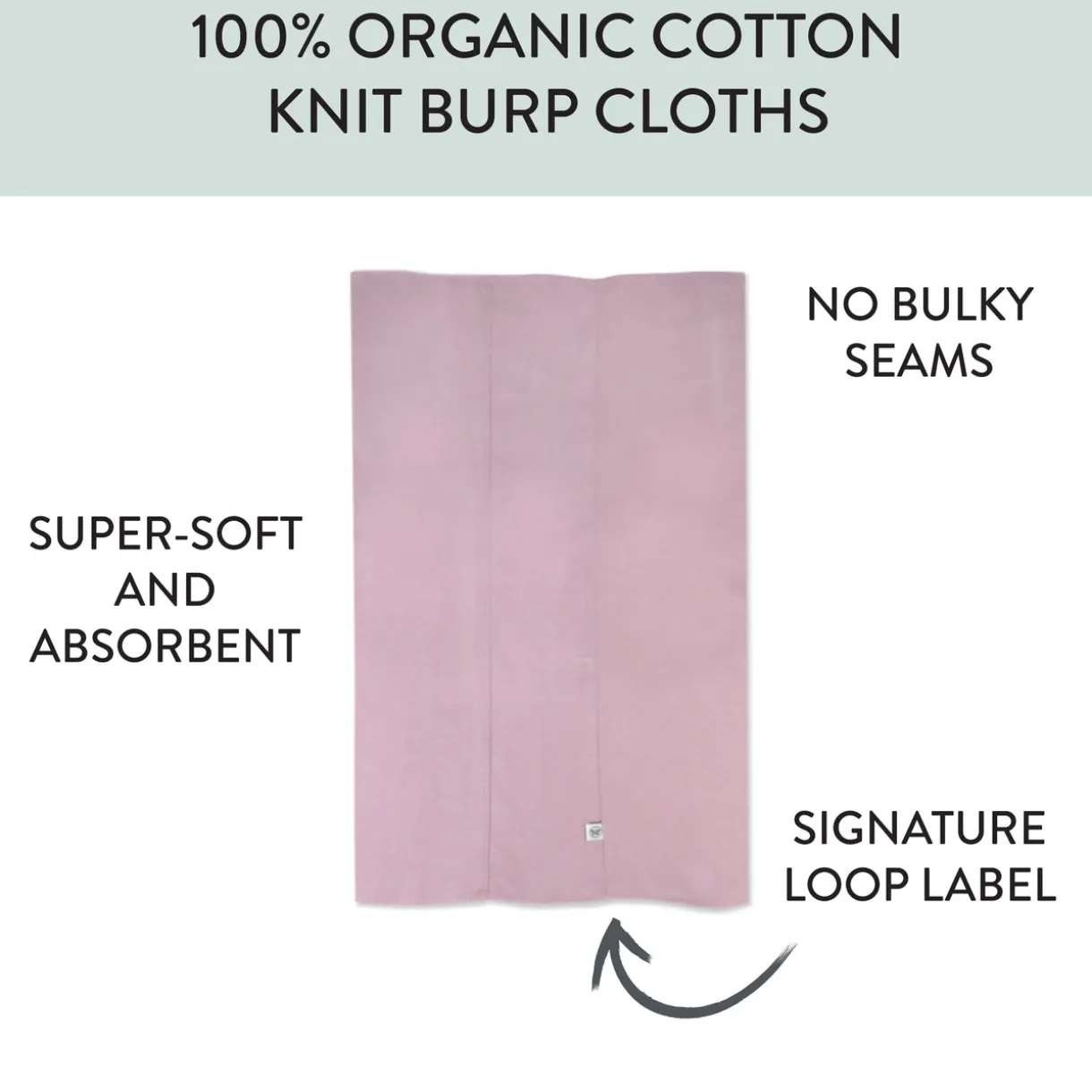5-Pack Organic Cotton Knit Tri-fold Burp Cloths