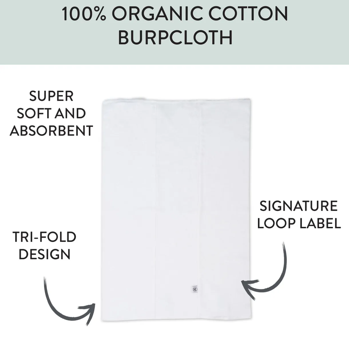 5-Pack Organic Cotton Knit Tri-fold Burp Cloths