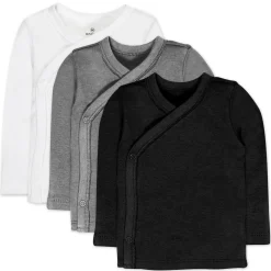 3-Pack Organic Cotton Long Sleeve Side-Snap Tops
