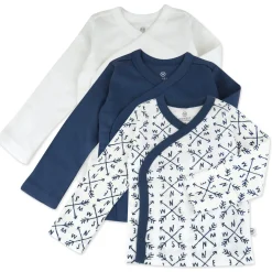 3-Pack Organic Cotton Long Sleeve Side-Snap Kimono Tops
