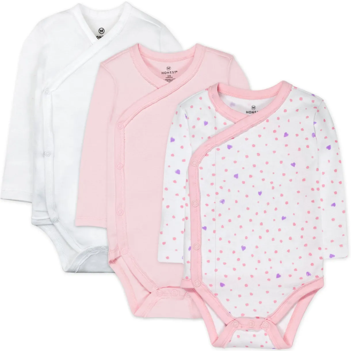 3-Pack Organic Cotton Long Sleeve Side-Snap Bodysuits