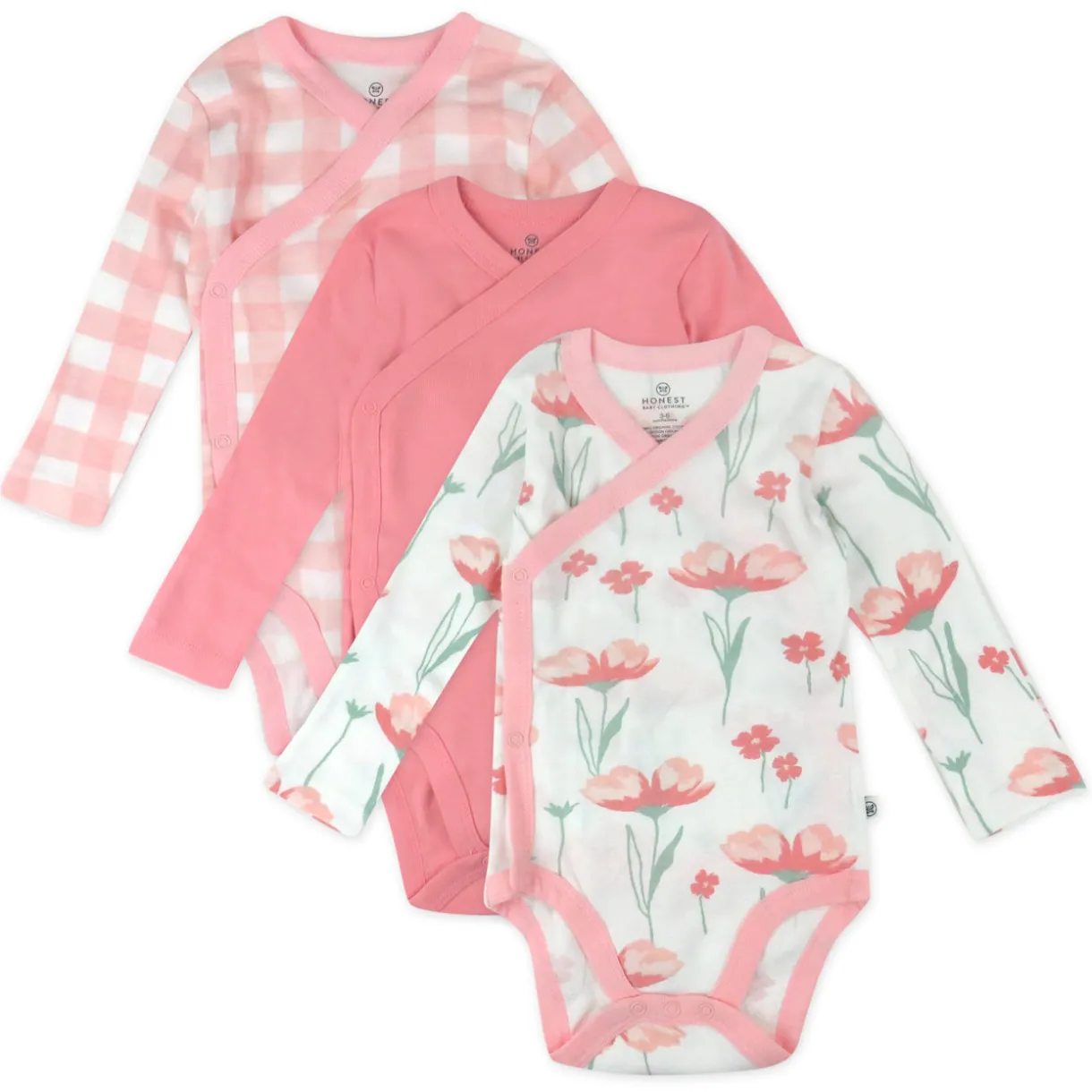 3-Pack Organic Cotton Long Sleeve Side-Snap Bodysuits