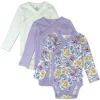3-Pack Organic Cotton Long Sleeve Side-Snap Bodysuits