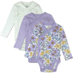 3-Pack Organic Cotton Long Sleeve Side-Snap Bodysuits