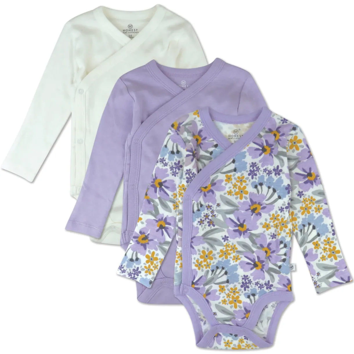 3-Pack Organic Cotton Long Sleeve Side-Snap Bodysuits