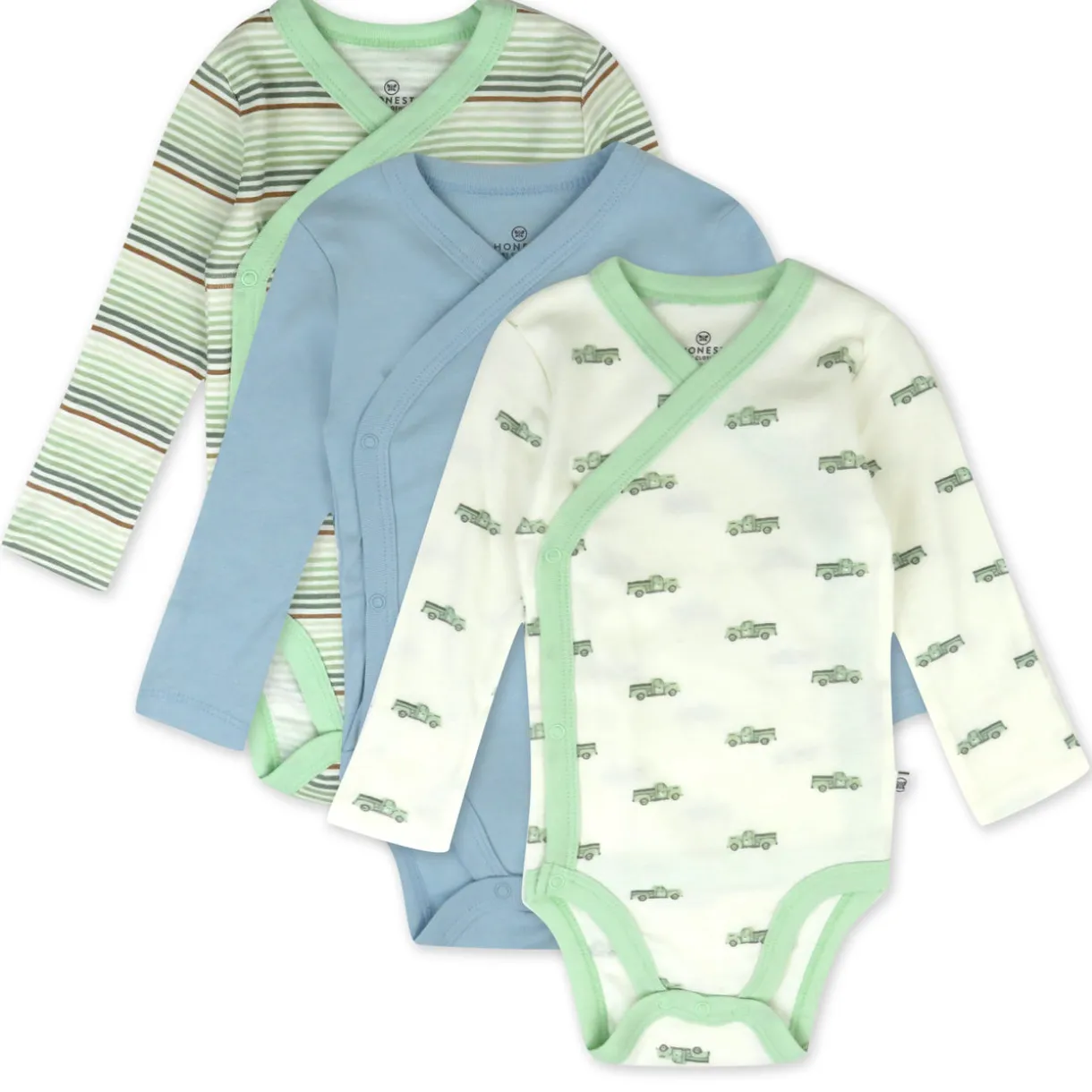 3-Pack Organic Cotton Long Sleeve Side-Snap Bodysuits