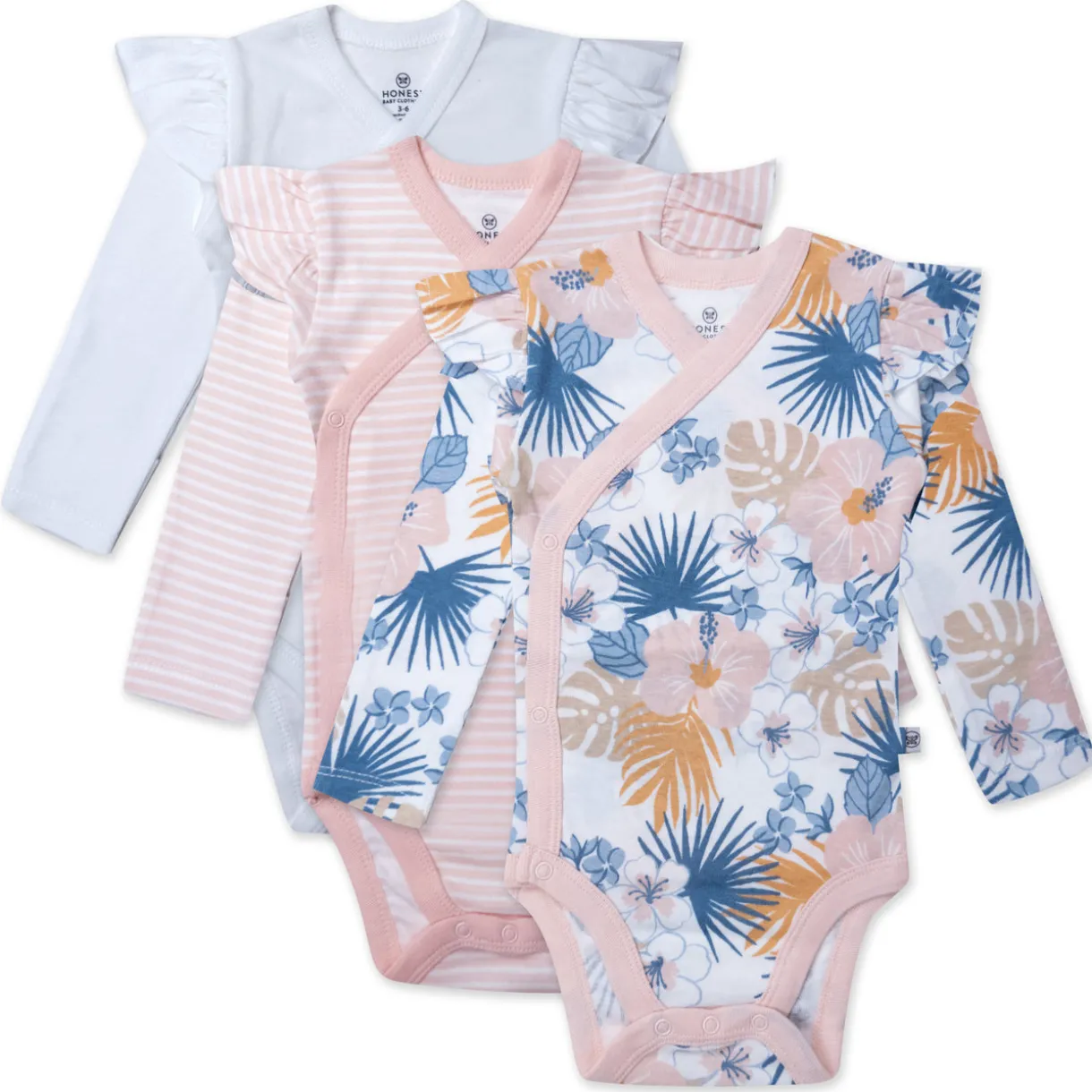 3-Pack Organic Cotton Long Sleeve Side-Snap Bodysuits