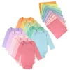 20-Pack Organic Cotton Long Sleeve Bodysuit & Knit Tri-fold Burp Cloth Bundle