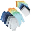 20-Pack Organic Cotton Long Sleeve Bodysuit & Knit Tri-fold Burp Cloth Bundle