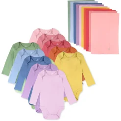 20-Pack Organic Cotton Long Sleeve Bodysuit & Knit Tri-fold Burp Cloth Bundle