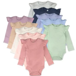 10-Pack Organic Cotton Long Sleeve Bodysuits