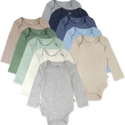 10-Pack Organic Cotton Long Sleeve Bodysuits