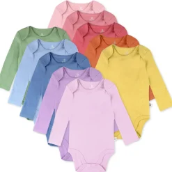 10-Pack Organic Cotton Long Sleeve Bodysuits