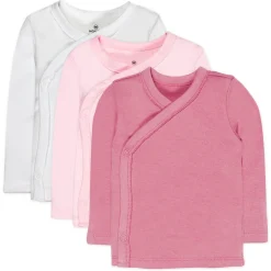 3-Pack Organic Cotton Long Sleeve Side-Snap Kimono Tops
