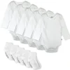 10-Pack Organic Cotton Long Sleeve Bodysuit & Sock Bundle