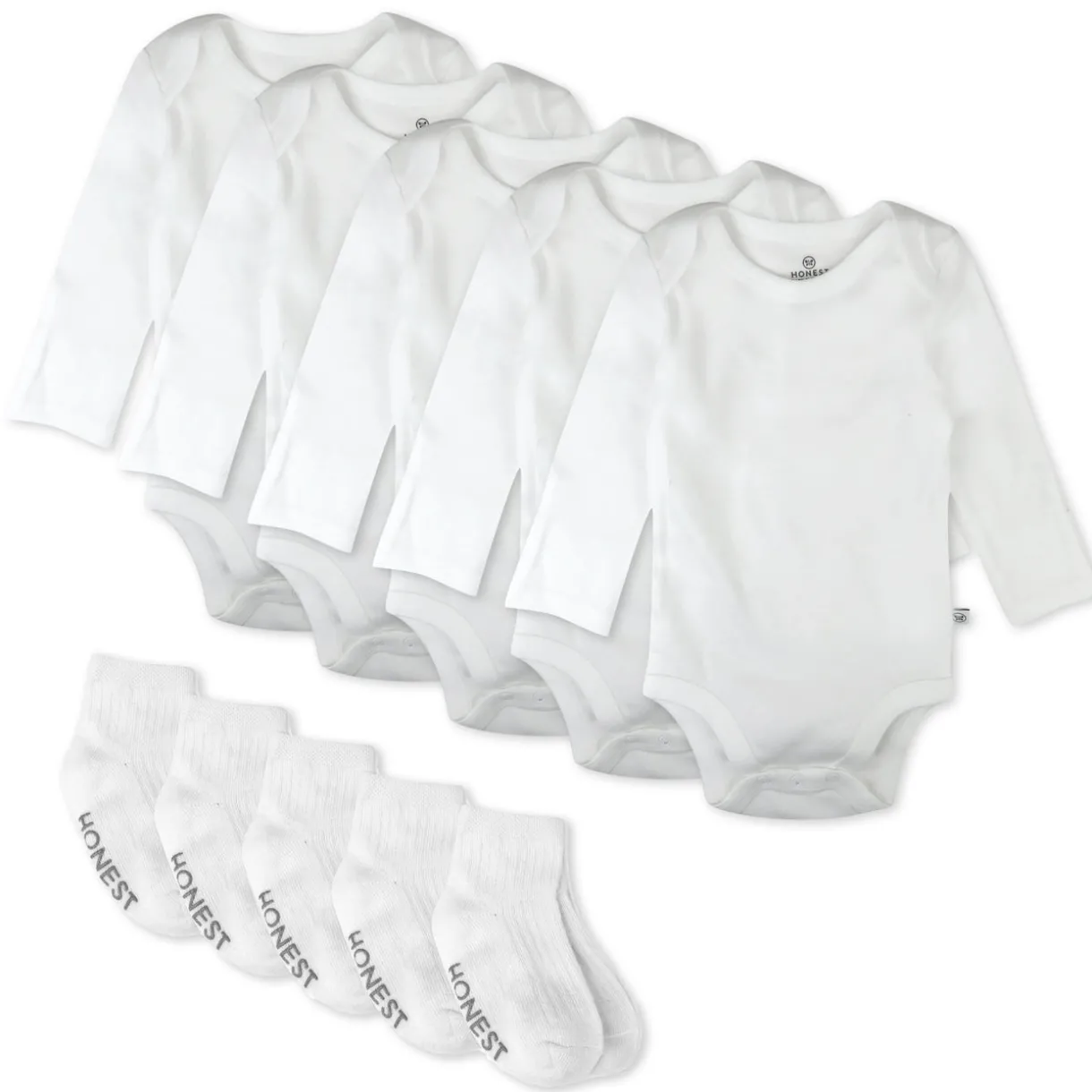 10-Pack Organic Cotton Long Sleeve Bodysuit & Sock Bundle