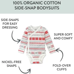 3-Pack Organic Cotton Long Sleeve Side-Snap Bodysuits