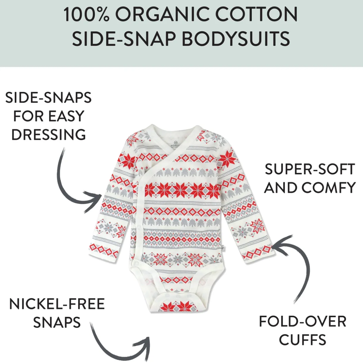 3-Pack Organic Cotton Long Sleeve Side-Snap Bodysuits