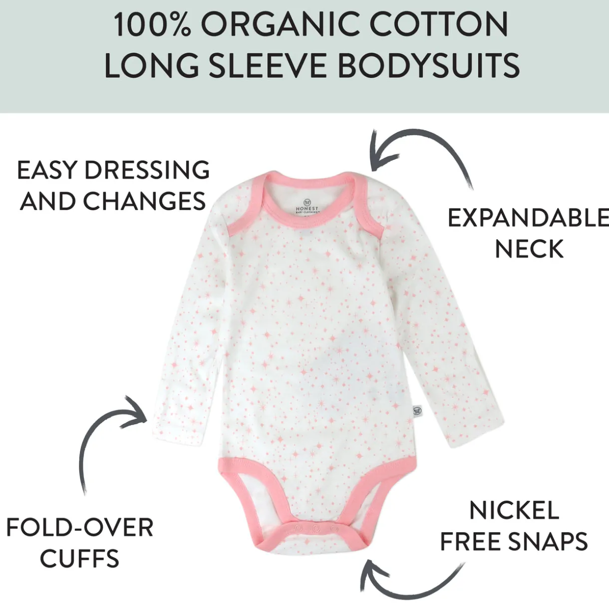 5-Pack Organic Cotton Long Sleeve Bodysuits
